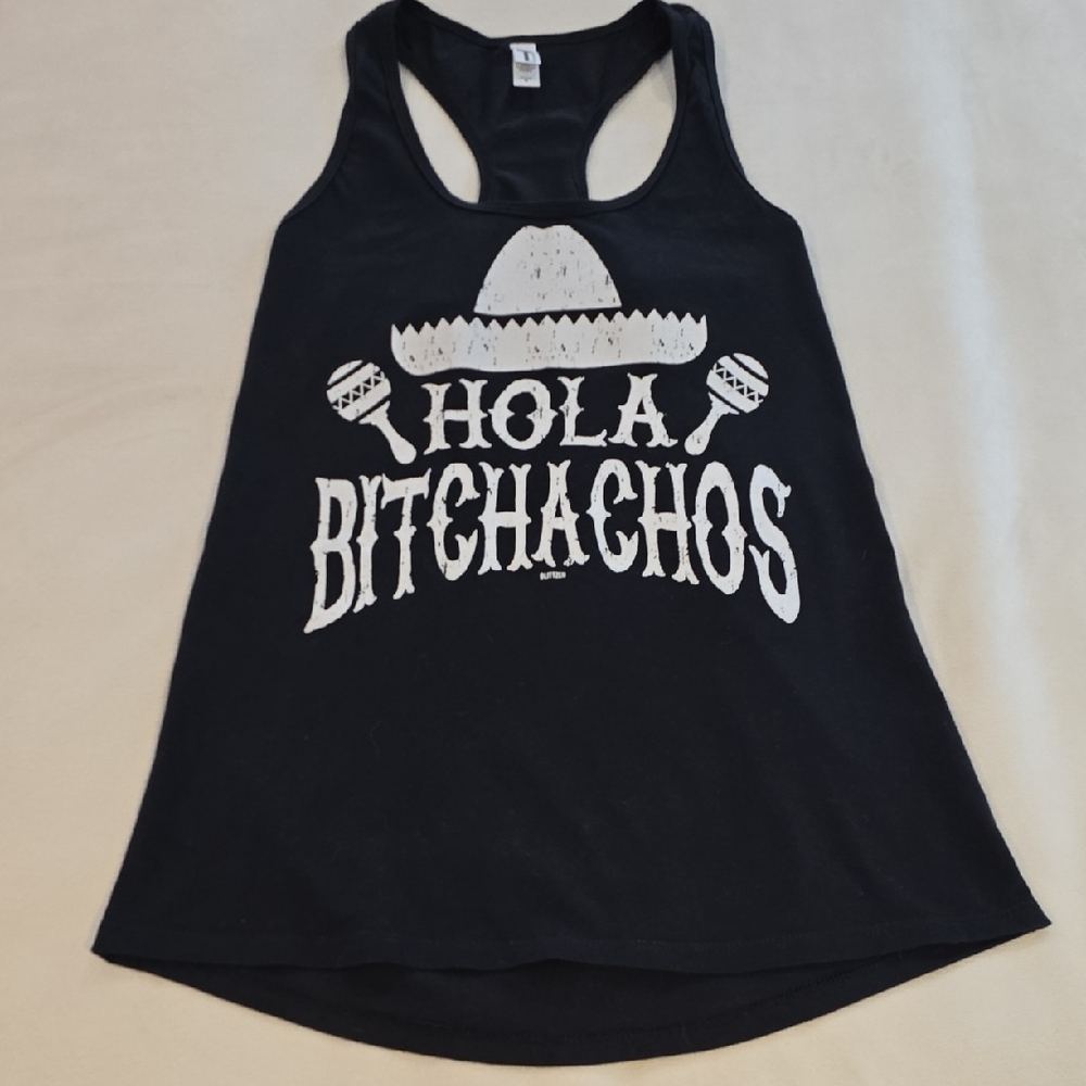 Next Level Apparel Black Tank with White Graphic